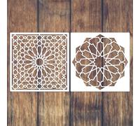 2 piezas de Plantillas Estrella Islámica, 30 cm Reutilizables en PET para Pintura - Crema, Adecuadas para Mural DIY, Tela y Manualidades Domésticas