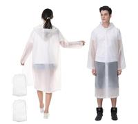 2 Piezas de Poncho de Lluvia para Mujeres y Hombres, Impermeable Reutilizable con Capucha, Capa de Lluvia Impermeable de EVA, Poncho de Lluvia Portátil, Blanco con Cordón para Senderismo y Camping