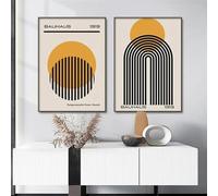 2 Piezas De Pósteres Geométricos Abstractos Bauhaus De Mediados De Siglo, Arte De Pared, Lienzo, Impresiones, Galería De Imágenes, Decoración Del Hogar Para Sala De Estar 60X80Cmx2Pcs Sin Marco