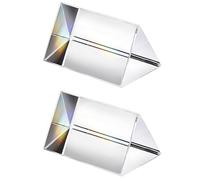 2 piezas de prisma triangular de vidrio óptico de cristal, prisma de espectro de arcoíris de 30 * 50 mm, experimentos de espectro de vidrio, prisma triangular de cristal K9, lente transparente para