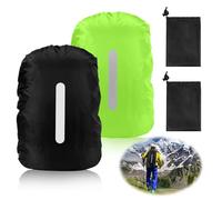2 piezas de protección contra la lluvia para mochilas impermeables (30L-40L), protección contra la lluvia para mochilas con bandas reflectantes, funda impermeable para mochilas escolares con bolsa de