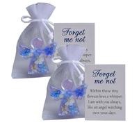 2 piezas de recuerdo de ángel de flores no secas, colgante conmemorativo de ángel de la guarda con tarjeta de condolencias y bolsa de organza, regalos de recuerdo por la pérdida de un ser querido