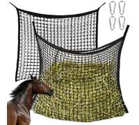 2 piezas de red de heno para caballos, 60 x 90 cm, saco de heno para caballos, red de heno de granja con 4 mosquetones, red de heno de malla estrecha, capacidad de relleno de 8 kg, bolsa de heno, saco