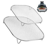 2 piezas de rejillas de cocción para Ninja CRISPi Freidora, estantes de acero inoxidable SUS304 antiadherentes para recipiente de vidrio de 3,8L y 1,4L Accesorios para Ninja Crispi Air Fryer FN101EU
