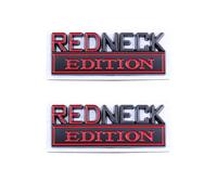 2 piezas de repuesto de emblema Redneck Edition para coche y camión universal para vehículos y camionetas (negro rojo)