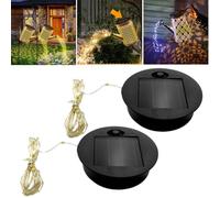 2 piezas de repuesto de luz solar superior, panel redondo de 2.75 pulgadas con cadena de luces cálidas, tamaño inferior de 2.36 pulgadas, impermeable y fácil de instalar, para linternas colgantes al