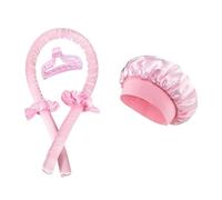 2 piezas de rizador de pelo sin calor, gorro de noche, cinta sin calor, rizadores de pelo perezosos, diadema, rodillos for dormir(Pink with cap)