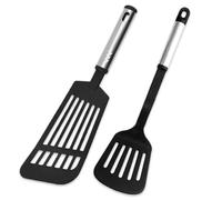 2 Piezas De Rociado Negro De Fuga, Hueco Creativo, Nylon Resistente Al Calor, Manija De Tubería De Acero Inoxidable, Pala De Cocción De Huevo Frito, Utensilios De Cocina.