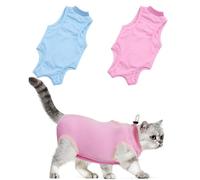 2 piezas de ropa de rehabilitación para gatos, ropa de recuperación postoperatoria, antiarañazos y antilamiendo, ropa suave para gatos, ropa de protección de heridas, chaleco para gato, pijama para
