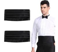 2 Piezas De Sello De Cintura Para Hombres, Sello De Cintura De Vestir, Accesorios De Traje, Sello De Cintura De Satén Negro, Accesorios De Ropa De Fiesta.
