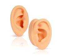 2 piezas de silicona suave, oreja falsa flexible izquierda y derecha para exhibición de pendientes, molde realista para práctica de perforación, herramienta de enseñanza de acupuntura (color de piel
