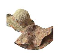 2 piezas de sombrero paja degradado for mujer, pescador con protección UV, visera solar, playa for, viseras arco iris, verano for Para Mujer(Brown and Beige)