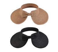 2 Piezas De Sombrero Para El Sol De Mujeres, Suministros De Protección Solar Al Aire Libre, Sombrero Tejido De Paja Simple, Sombrero De Playa Plegable.