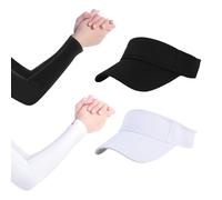 2 Piezas De Sombreros para El Sol para Mujer, 2 Pares De Mangas De Protección Solar, Sombreros De Verano para Mujer, Gorras para Correr para Mujer, Gorras De Tenis para Hombre, Gorras Ajustables