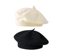 2 Piezas De Sombreros Para Niños, Forma Clásica De Cúpula, Elásticos Y Suaves, Adecuados Para El Uso Diario De Los Niños (Negro, Blanco Como La Leche).