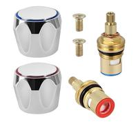 2 piezas de tapa de válvula de grifo, 1/2 "20 dientes cartucho de grifo de agua fría caliente cartucho de cerámica latón disco superior piezas de repuesto para baño y cocina