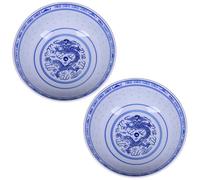 2 piezas de tazones de fideos de ramen de cerámica, postre retro chino porcelana azul y blanco, sopa, cereal, arroz, udon, tazón de fideos asiáticos