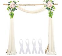 2 Piezas de Tela drapeada con Arco de Boda, 30 x 20 pies, Tela drapeada Suave para telón de Fondo, Arco de Boda sin Arrugas, decoración de Cortina de Marfil para Fiesta, Ceremonia de Iglesia, para te