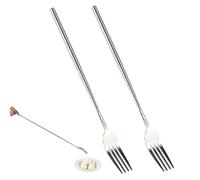 2 piezas de tenedor extensible, manejo largo, una barbacoa telescópica ajustable, cena de fruta de fruta, barbacoa, tostada de vegetales, bifurcación de acero inoxidable