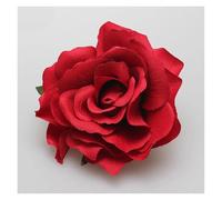 2 piezas de tocado DIY for novia, boda, tela flocada, flor rosa roja, horquilla for el cabello(A-red)