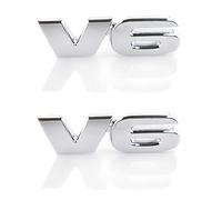 2 piezas de V6 emblema Sourcing Map Insignia Pegatina para Coche Metal Tono Plata Modelo V6 Emblema Distintivo Adhesivo (plata)