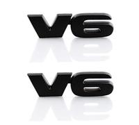 2 piezas de V6 emblema Sourcing Map Insignia Pegatina para Coche Metal Tono Plata Modelo V6 Emblema Distintivo Adhesivo(Negro)