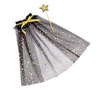 2 piezas de varita de estrella y capa transparente para niños, bebés, niñas, capa de tul y palo de estrella para fiestas de cuentos y accesorios de actuaciones de fiesta de juego de simulación