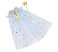 2 piezas de varita de estrella y capa transparente para niños, bebés, niñas, capa de tul y palo de estrella para fiestas de cuentos y accesorios de actuaciones de fiesta de juego de simulación