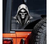 2 piezas de vinilo adhesivo con diseño de calavera genial de 13x15 cm, pegatinas de motociclista rudo para coche, RV, portátil, maleta, regalo para pandilla de motociclistas, adhesivo para auto