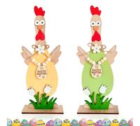 2 Piezas Decoración De Gallo Desmontable De Semana Santa,Gallinero Decorado De Semana Santa,Artesanía Decorada De Madera De Semana Santa,Decoración De Primavera,Decoración De Fiesta De Semana Santa