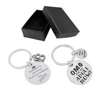 2 Piezas del Llavero De 18 Años Y Una Caja De Regalo De 1 Parte, Cadena De Llave De Acero Inoxidable, Personajes Creativos, Coles De Moda Y Simples, Regalo De Cumpleaños.