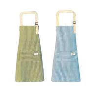 2 piezas Delantal Cocina Mujer,Delantales de Cocina de Cocina Antiincrustante, Delantal de Cuello Ajustable con Bolsillos, para Asar a la Parrilla en el Restaurante,Jardín, Barbacoa(Verde + azul)