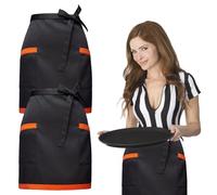 2 Piezas Delantal de Cintura con 2 Bolsillos,44x69cm Corto Media delantal para Hombres Mujeres,Camarero Delantales Mandil,Chef delantales de Cocina para Cafetería Restaurante Hogar Bistró Bar (02)