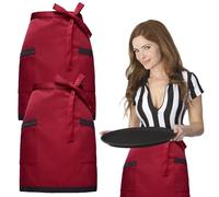 2 Piezas Delantal de Cintura con 2 Bolsillos,44x69cm Corto Media delantal para Hombres Mujeres,Camarero Delantales Mandil,Chef delantales de Cocina para Cafetería Restaurante Hogar Bistró Bar (03)