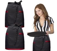 2 Piezas Delantal de Cintura con 2 Bolsillos,44x69cm Corto Media delantal para Hombres Mujeres,Camarero Delantales Mandil,Chef delantales de Cocina para Cafetería Restaurante Hogar Bistró Bar (01)