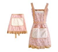 2 Piezas Delantales Con Estampado Floral, Delantales Con Bolsillos Grandes, Delantales De Algodón, Delantales De Limpieza Para Mujer, Delantales De Cocina Ajustables, Delantales De Jardinería