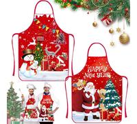 2 Piezas Delantales de Navidad, Delantal Navidad Impermeable, Delantal de Navidad, Rojo Delantal Cocina Adultos, Delantal de Cocina de Navidad, para Navidad Fiesta Nochebuena Cocina Restaurante (A1)