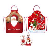 2 Piezas Delantales de Navidad, Delantal Navidad Impermeable, Delantal de Navidad, Rojo Delantal Cocina Adultos, Delantal de Cocina de Navidad, para Navidad Fiesta Nochebuena Cocina Restaurante (A)