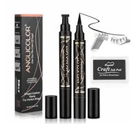 2 piezas Delineador de Ojos Waterproof,Eyeliner Stamp,Lapiz ojos Waterproof Negro con Sello para Pestañas Inferiores, Ideal para Fiestas, Viajes, el Trabajo y Bodas