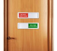 2 Piezas Deslizante Señal de No Moleste y Bienvenida Por Favor Knock, Señal de Privacidad, señal de conferencia para oficinas, Blanco 7 x 2 pulgadas