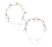 2 Piezas Diadas De Perlas De Corona De Coronas, Diademas Exquisitas Y Elees Y Elees Para Flores Para Niños, Accesorios Para El Cabello Con Cordones Princesas, Decoraciones De Peinado Para Bodas.