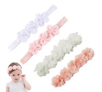 2 Piezas Diadema Bebe de Flores de Gasa, Cintillos para Bebes Niña Turbantes, Bandas Elásticas Suaves para el Pelo