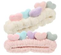 2 Piezas Diadema de Corazón Elástica de Tela para Lavar la Cara | Accesorio Agradable y Cómodo, Mantiene el Cabello Lejos del Rostro, Estilo Lindo para Mujer y Madre