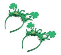 2 Piezas Diadema de San Patricio Verde con Hoja de Cuatro Puntas