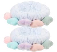 2 Piezas Diadema Elástica Corazón Azul de Tela | Reutilizable, Estilo Dulce y Kawaii, Mantiene el Pelo Lejos del Rostro, Uso en Ducha y Spa