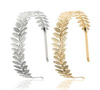 2 Piezas Diadema Griega Mujer Niña, FUKPO Corona Diosa Dorada Plata Diadema Griega Boda, Corona de Laurel Romana Tiara de Novia Tocado de Hojas