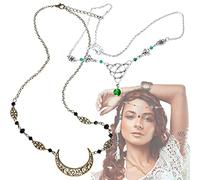 2 Piezas Diadema Medieval Mujer, Cadena para la Cabeza con Cristales, Diademas Mujer Bohemian, Accesorios Danza del Vientre, Cadena Cabeza, Tocado Retro con Cristales Incrustados en la Frente