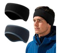 2 Piezas Diadema Mujer Hombre, Cinta Pelo Deporte, Orejeras Térmicas Invierno, Resistente al Viento, Cinta Pelo Mujer Hombre, Accesorios para Correr, Senderismo, Ciclismo, Negro/Gris Oscuro