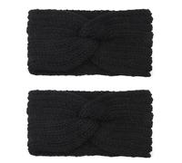 2 Piezas Diadema Niñas Invierno,Diadema invierno para mujer,diadema para mujer de punto de invierno,Diadema Calienta Orejas,diadema elástica de punto para el pelo(Negro)