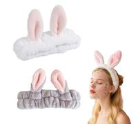 2 Piezas Diadema skincare,Diadema maquillaje,Diadema de Orejas de Gato,cinta pelo maquillaje,Cinta para el Cabello Cómoda y Adorable, Fabricada con Material Lavable y Ajustable